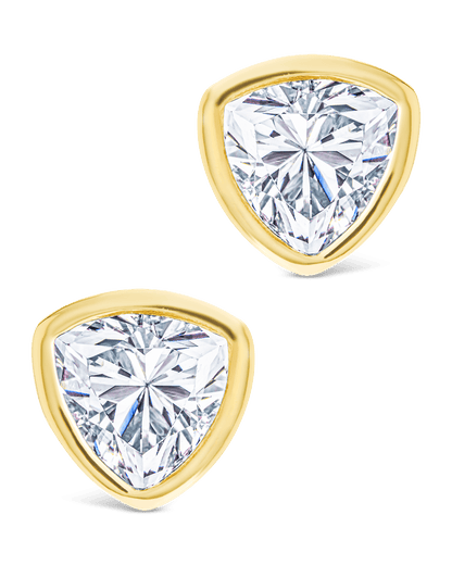 Sterling Silver Trillion Cut Bezel Set Stud Earrings