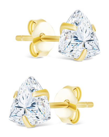 Sterling Silver Trillion Cut Prong Set Stud Earrings