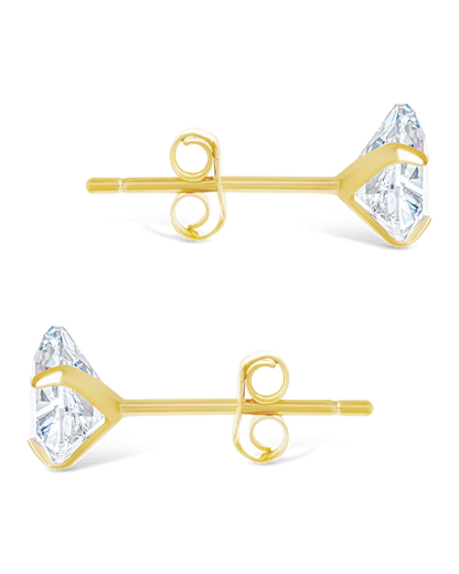 Sterling Silver Trillion Cut Prong Set Stud Earrings