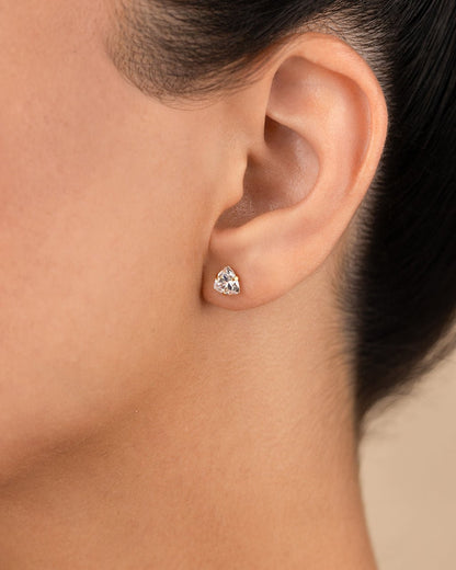 Sterling Silver Trillion Cut Prong Set Stud Earrings