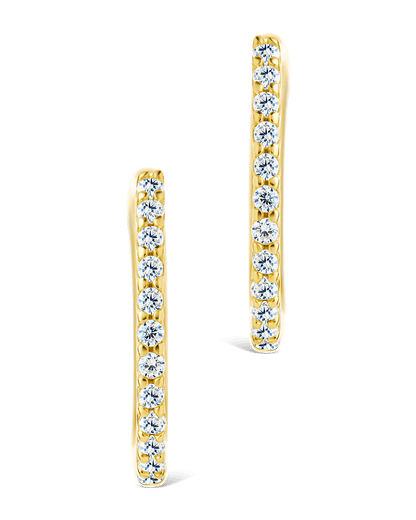Sterling Silver Pave CZ Micro Hoops