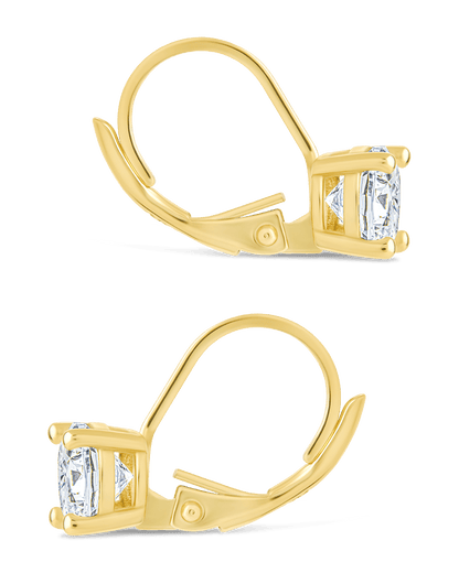 Sterling Silver Round Cut French Clip Earrings