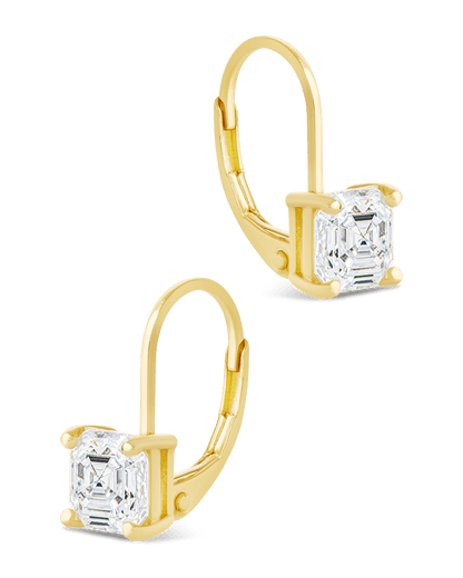 Sterling Silver Princess Cut French Clip Earrings