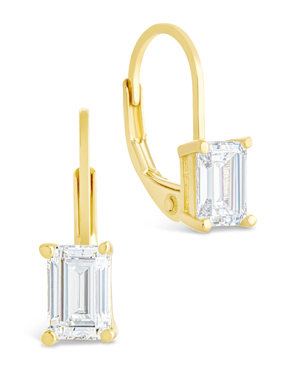 Sterling Silver Emerald Cut French Clip Earrings