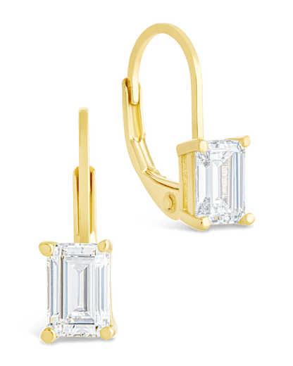 Sterling Silver Emerald Cut French Clip Earrings