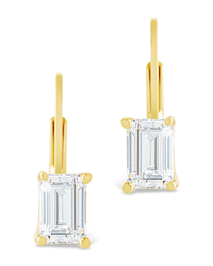 Sterling Silver Emerald Cut French Clip Earrings