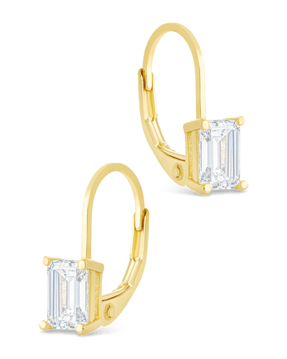 Sterling Silver Emerald Cut French Clip Earrings