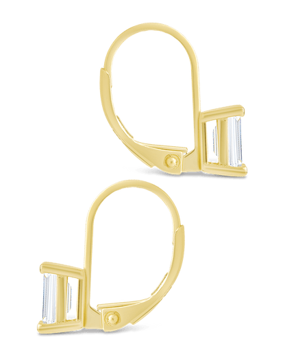 Sterling Silver Emerald Cut French Clip Earrings