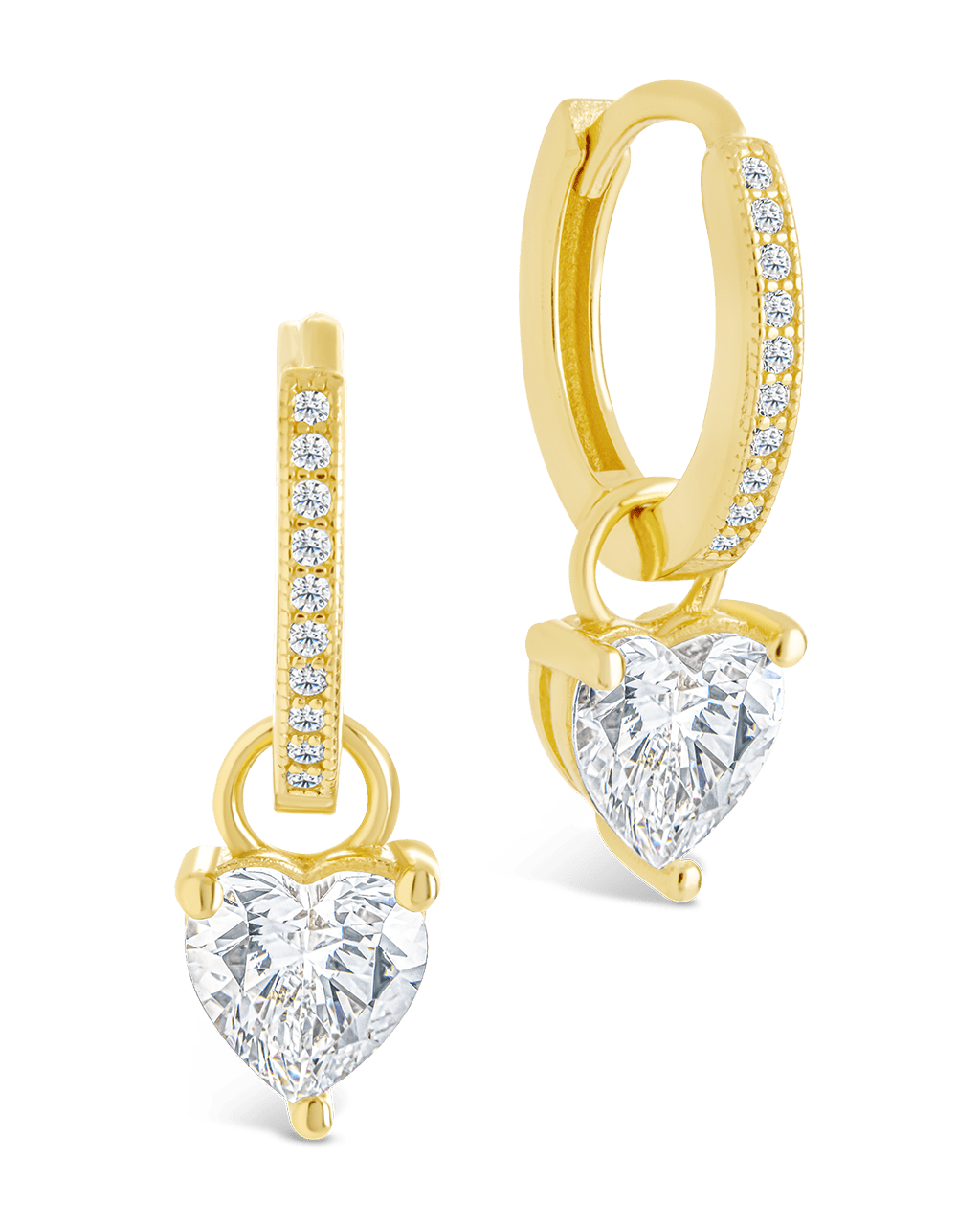 Sterling Silver Eugenia Heart Cut CZ Dangle Micro Hoops