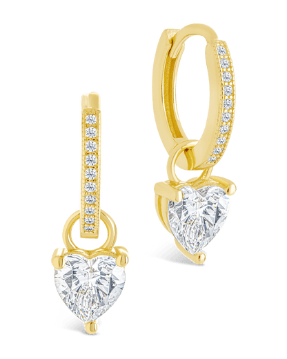 Sterling Silver Eugenia Heart Cut CZ Dangle Micro Hoops