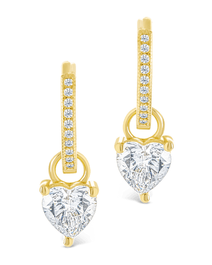 Sterling Silver Eugenia Heart Cut CZ Dangle Micro Hoops