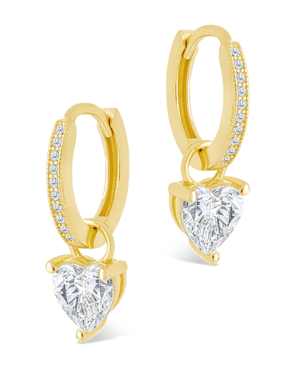 Sterling Silver Eugenia Heart Cut CZ Dangle Micro Hoops