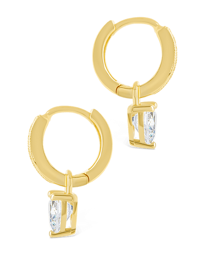 Sterling Silver Eugenia Heart Cut CZ Dangle Micro Hoops