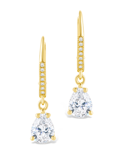 Sterling Silver Angelica Pear Cut CZ French Clip Earrings