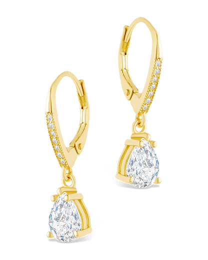 Sterling Silver Angelica Pear Cut CZ French Clip Earrings