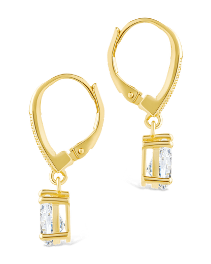 Sterling Silver Angelica Pear Cut CZ French Clip Earrings