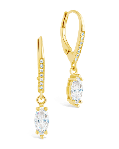 Sterling Silver Allegra Marquise Cut CZ French Clip Earrings