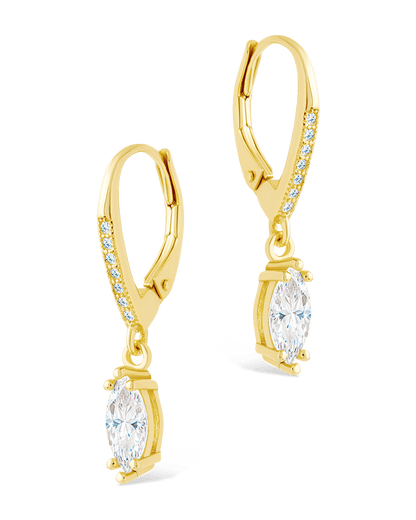 Sterling Silver Allegra Marquise Cut CZ French Clip Earrings