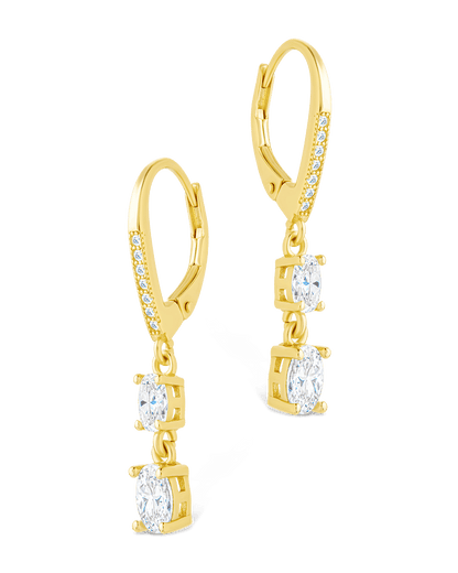 Sterling Silver Liesel Oval Cut CZ French Clip Earrings