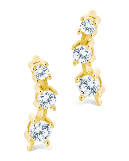 Sterling Silver Round Cut Mini Ear Crawlers