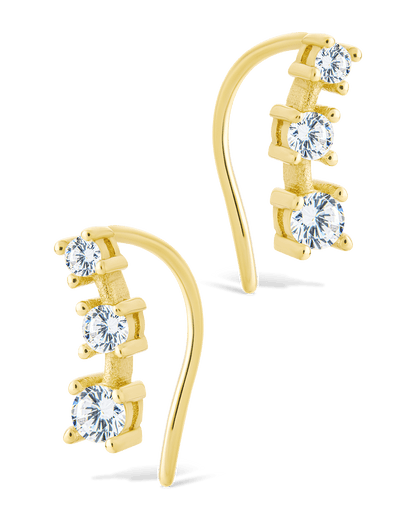 Sterling Silver Round Cut Mini Ear Crawlers