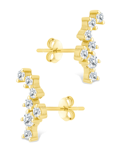 Sterling Silver Round Cut Cluster CZ Crawlers