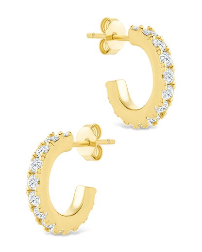 Sterling Silver Eleri CZ Tube Hoops