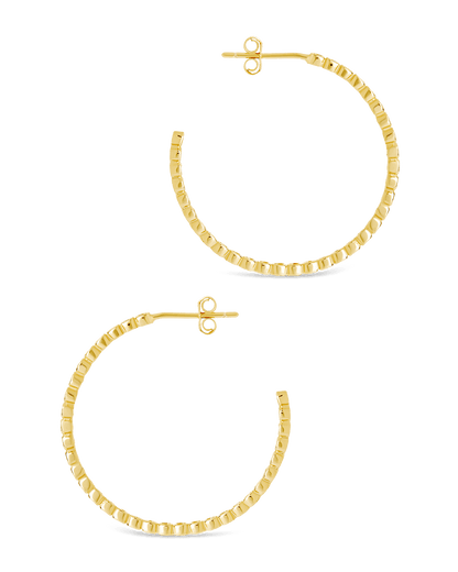 Sterling Silver Bezel Statement Bubble Hoops