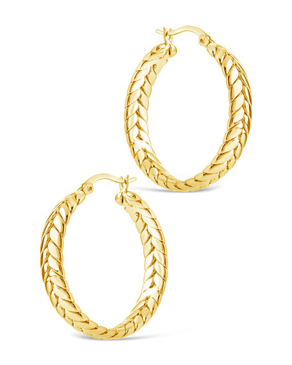 Double Row Herringbone Statement Hoop Earrings