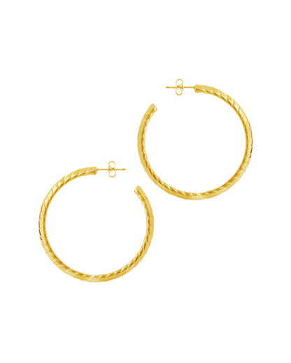 Everly Flat Herringbone Chain Hoop Earrings