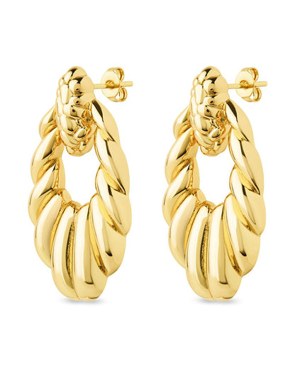 Enid Textured Door Knocker Stud Earrings
