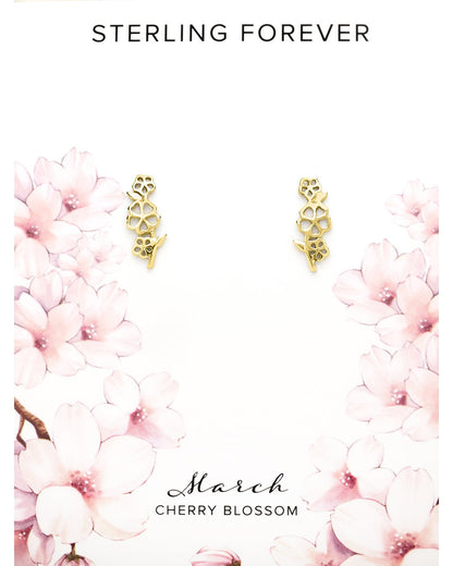Sterling Silver Birth Flower Stud Earrings