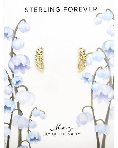 Sterling Silver Birth Flower Stud Earrings