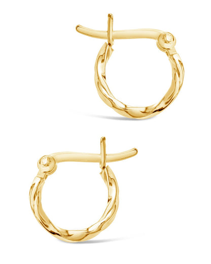 Sterling Silver Simple Twist Hoop Earrings