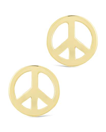 Sterling Silver Peace Sign Studs