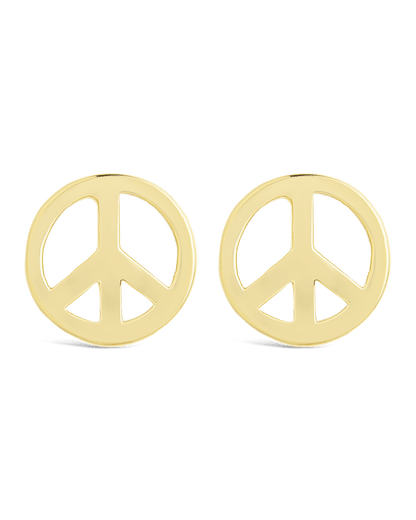 Sterling Silver Peace Sign Studs