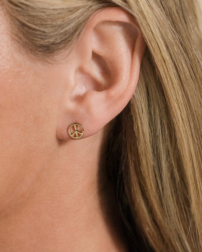 Sterling Silver Peace Sign Studs