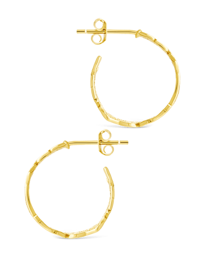 Sterling Silver Mary Textured Hoop Earrings