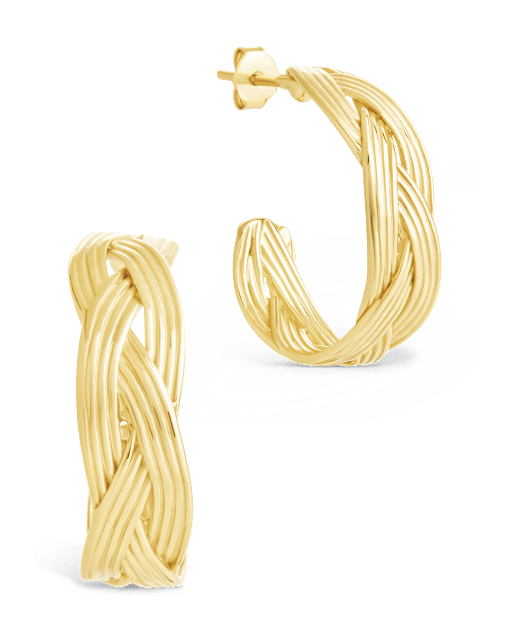 Sterling Silver Janet Ribbed Hoop Earrings
