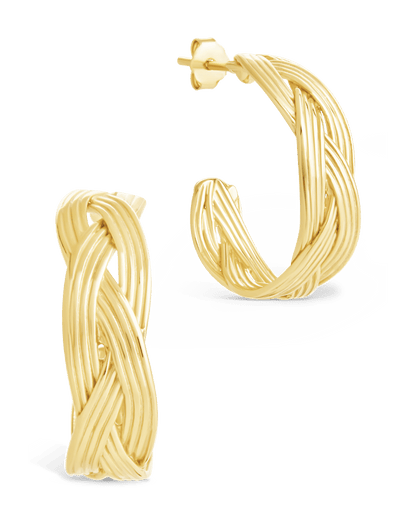 Sterling Silver Janet Ribbed Hoop Earrings