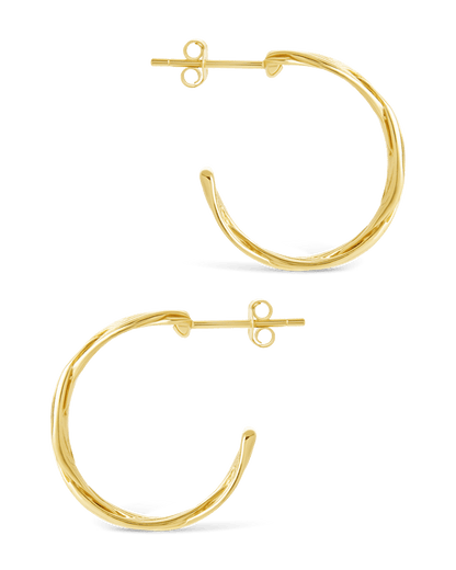Sterling Silver Janet Ribbed Hoop Earrings