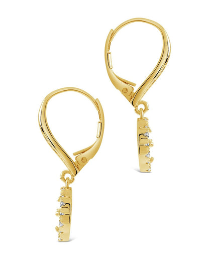 Bezel Frame Rose Petal Short Drop Earrings