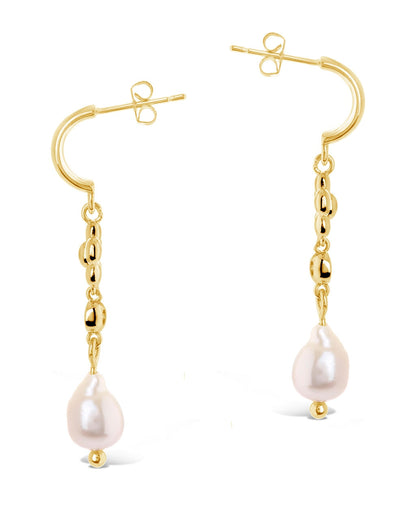 June CZ Flower & Pearl Hoop Earrings
