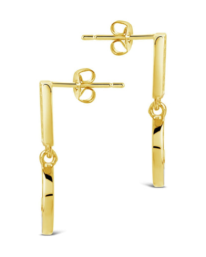 Valeria CZ & Moonstone Crescent Drop Stud Earrings