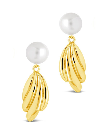 Chérie Pearl Shell Drop Stud Earrings