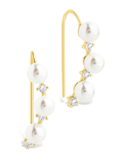 Sterling Silver Siena CZ & Pearl Threader Earrings