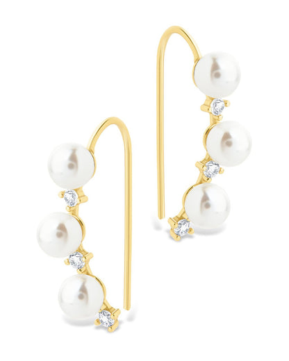 Sterling Silver Siena CZ & Pearl Threader Earrings