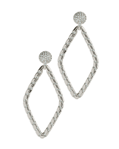 Geometric CZ Diamond Drop Stud Earrings