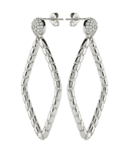 Geometric CZ Diamond Drop Stud Earrings