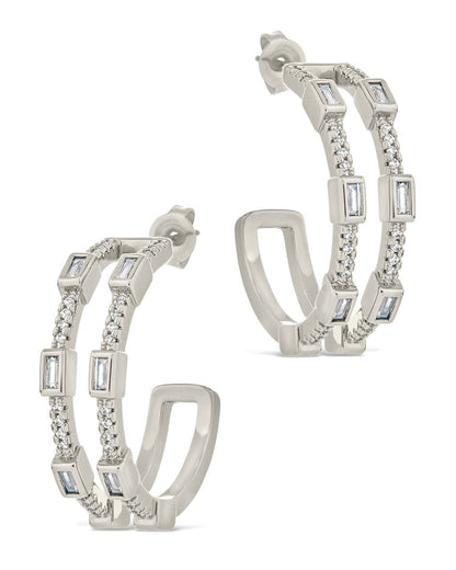 Neah CZ Station Hoop Earrings